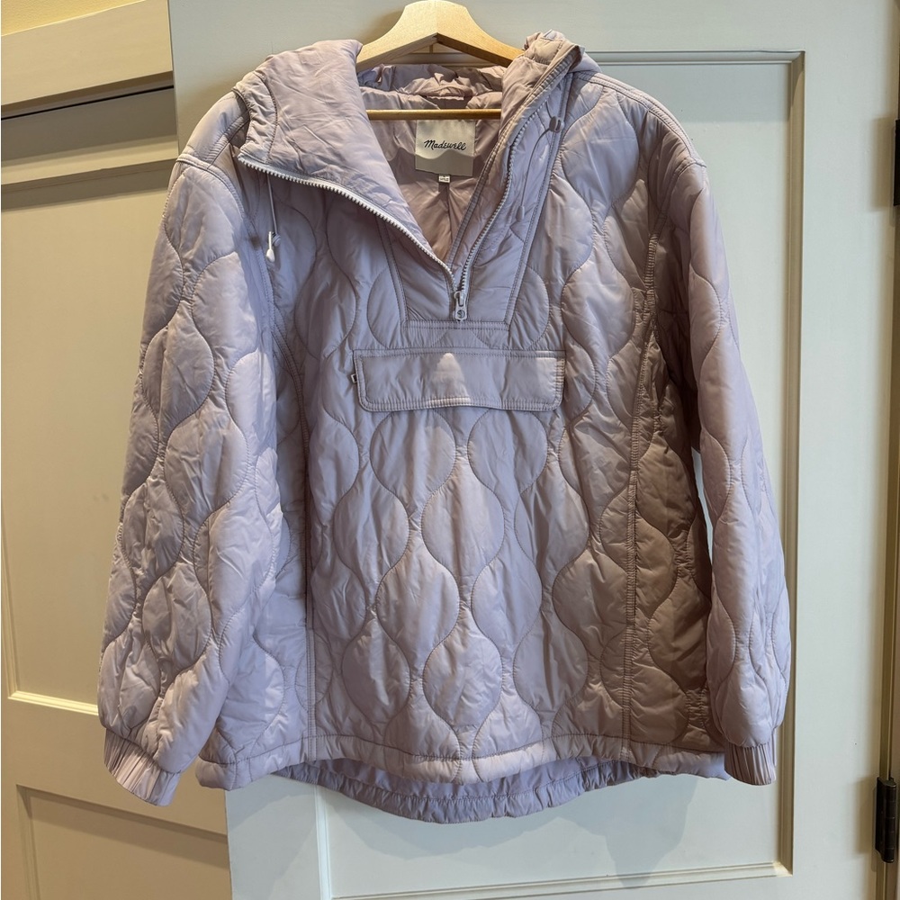 Madewell Quilted Packable Popover Puffer Jacket Pink Large